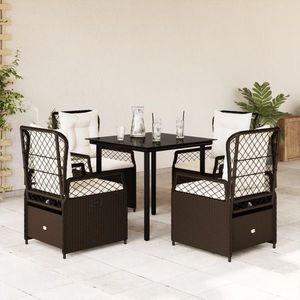 vidaXL Set mobilier de grădină, 5 piese, cu perne, maro, poliratan imagine