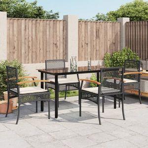 vidaXL Set mobilier de grădină cu perne, 5 piese, negru, poliratan imagine