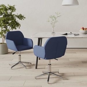 vidaXL Scaune de bucătărie pivotante, 2 buc., albastru, textil imagine