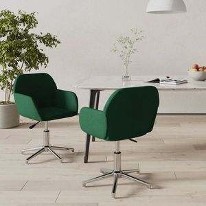 vidaXL Scaune de bucătărie pivotante, 2 buc., verde închis, catifea imagine