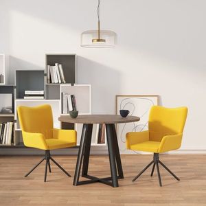 vidaXL Scaune de bucătărie pivotante, 2 buc., galben, catifea imagine