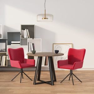 vidaXL Scaune de bucătărie pivotante, 2 buc., roșu vin, catifea imagine