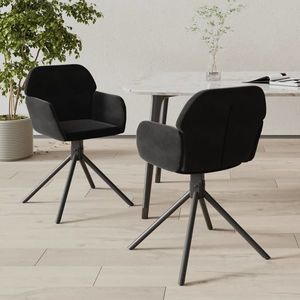 vidaXL Scaune de bucătărie pivotante, 2 buc., negru, catifea imagine