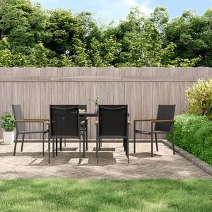 vidaXL Set mobilier de grădină, 7 piese, negru, textilenă și oțel imagine