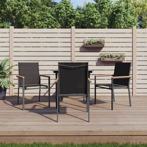 vidaXL Set mobilier de grădină, 5 piese, negru, textilenă și oțel imagine