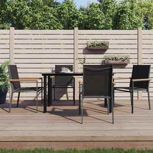 vidaXL Set mobilier de grădină, 5 piese, negru, textilenă și oțel imagine