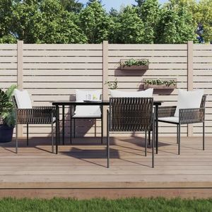 vidaXL Set mobilier de grădină cu perne, 5 piese, poliratan și oțel imagine