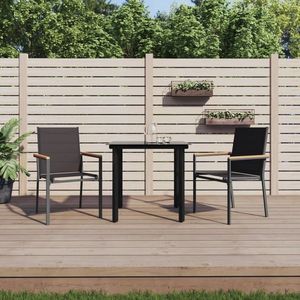 vidaXL Set mobilier de grădină, 3 piese, negru, textilenă și oțel imagine
