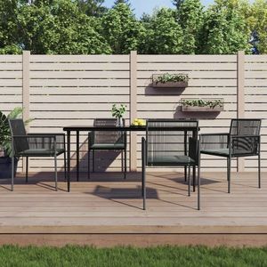 vidaXL Set mobilier grădină cu perne, 5 piese, negru, poliratan & oțel imagine