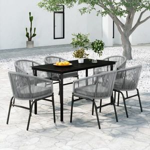 vidaXL Set mobilier de grădină, 7 piese, gri imagine