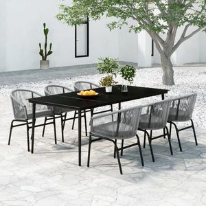 vidaXL Set mobilier de grădină, 7 piese, gri imagine