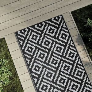 vidaXL Covor de exterior, ARAKIL alb și negru, 80x250 cm, PP imagine