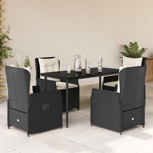 vidaXL Set mobilier de grădină cu perne, 5 piese, negru, poliratan imagine