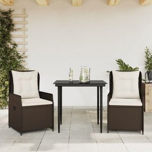 vidaXL Set mobilier de grădină cu perne, 3 piese, maro, poliratan imagine