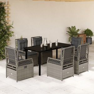 vidaXL Set mobilier de grădină cu perne, 7 piese gri deschis poliratan imagine