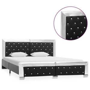 vidaXL Cadru de pat, negru, 160 x 200 cm, piele ecologică imagine