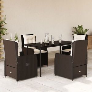 vidaXL Set mobilier de grădină, 5 piese, cu perne, maro, poliratan imagine