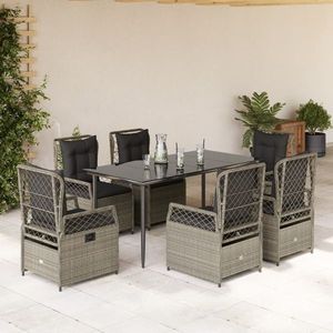 vidaXL Set mobilier de grădină cu perne, 7 piese gri deschis poliratan imagine