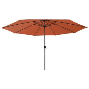 vidaXL Umbrelă soare de grădină cu LED-uri, cărămiziu, 400 cm imagine