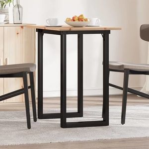 vidaXL Masă de bucătărie, cadru O, 80x50x75 cm lemn masiv pin și Oţel imagine