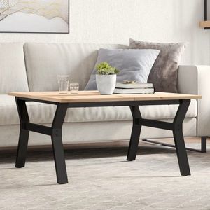 vidaXL Masă de cafea, cadru Y, 90x90x45 cm, lemn masiv pin și Oţel imagine