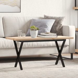 vidaXL Masă de cafea, cadru X, 100x50x45, 5 cm, lemn masiv pin și Oţel imagine