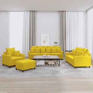 vidaXL Set de canapele cu perne, 4 piese, galben, catifea imagine