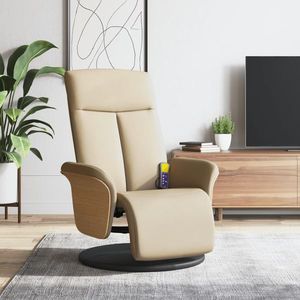 vidaXL Fotoliu de masaj rabatabil cu suport de picioare, crem, textil imagine