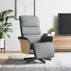 vidaXL Fotoliu rabatabil cu suport de picioare, gri deschis, textil imagine