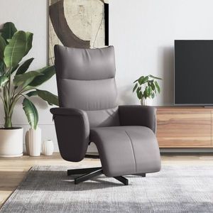 vidaXL Fotoliu rabatabil cu suport de picioare, gri, piele ecologică imagine