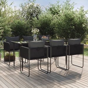 vidaXL Set de servit masa pentru grădină, 7 piese, negru imagine
