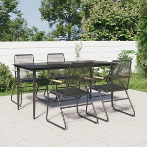 vidaXL Set mobilier de grădină, 5 piese, negru, ratan PVC imagine