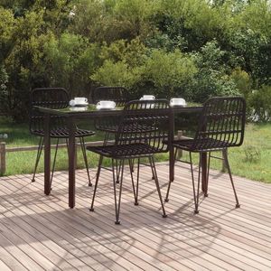 vidaXL Set mobilier de grădină, 5 piese, negru, poliratan imagine