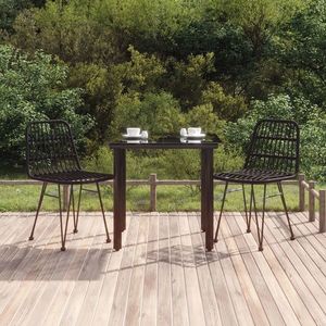 vidaXL Set mobilier de grădină, 3 piese, negru, poliratan imagine
