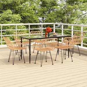 vidaXL Set mobilier de grădină, 7 piese, poliratan imagine