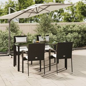 vidaXL Set mobilier de grădină cu perne, 5 piese, negru, poliratan imagine