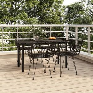 vidaXL Set mobilier de grădină, 5 piese, negru, poliratan imagine