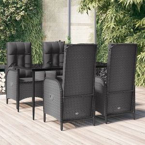 vidaXL Set mobilier de grădină cu perne, 5 piese, negru, poliratan imagine