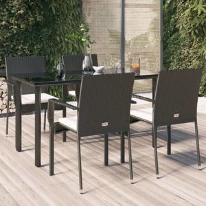 vidaXL Set mobilier de grădină cu perne, 5 piese, negru, poliratan imagine