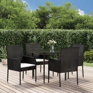 vidaXL Set mobilier de grădină cu perne, 5 piese, negru, poliratan imagine