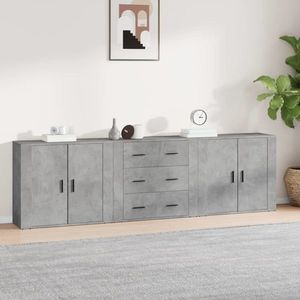 vidaXL Servante, 3 piese, gri beton, lemn prelucrat imagine