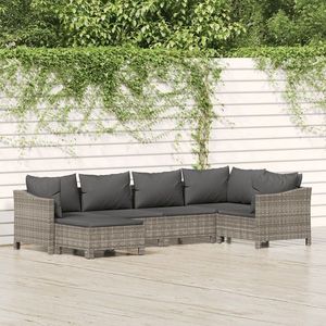 vidaXL Set mobilier de grădină cu perne, 6 piese, gri, poliratan imagine