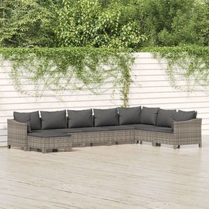 vidaXL Set mobilier de grădină cu perne, 8 piese, gri, poliratan imagine