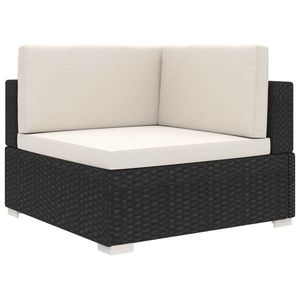 vidaXL Scaun modular de colț, 1 buc., negru, poliratan, cu perne imagine