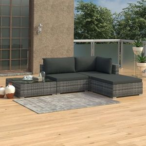 vidaXL Set mobilier de grădină cu perne, 4 piese, gri, poliratan imagine