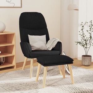 vidaXL Scaun de relaxare cu taburet, negru, textil imagine