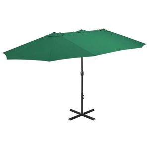vidaXL Umbrelă de soare de exterior, stâlp aluminiu, verde, 460x270 cm imagine