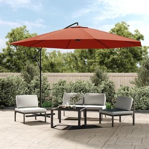 vidaXL Umbrelă în consolă cu stâlp din aluminiu, 350 cm, cărămiziu imagine