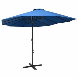 vidaXL Umbrelă soare exterior cu stâlp aluminiu, albastru, 460x270 cm imagine