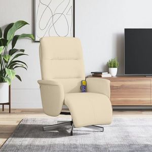 vidaXL Fotoliu de masaj rabatabil cu suport de picioare, crem, textil imagine